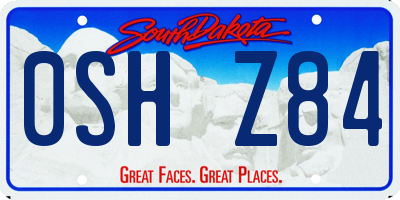 SD license plate 0SHZ84