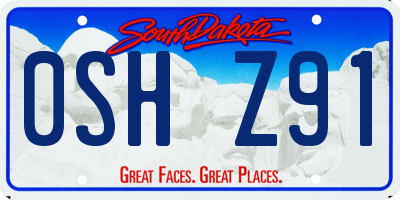 SD license plate 0SHZ91
