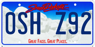 SD license plate 0SHZ92
