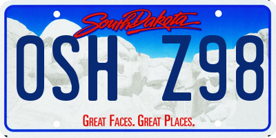 SD license plate 0SHZ98