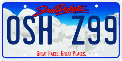 SD license plate 0SHZ99