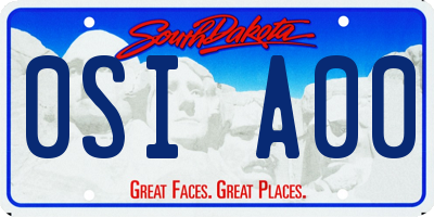 SD license plate 0SIA00