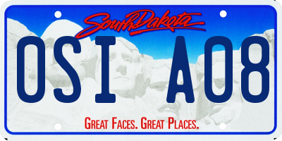 SD license plate 0SIA08