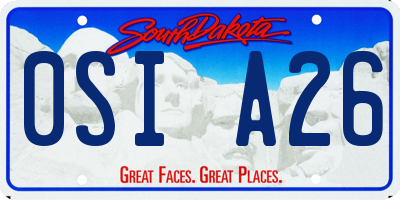 SD license plate 0SIA26