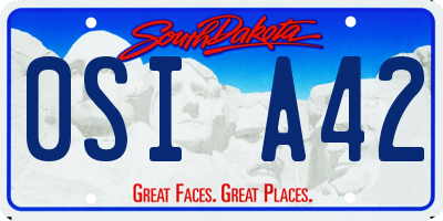 SD license plate 0SIA42