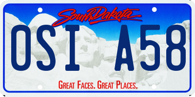 SD license plate 0SIA58