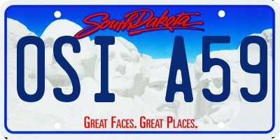 SD license plate 0SIA59