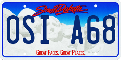 SD license plate 0SIA68