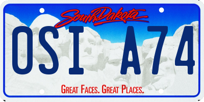 SD license plate 0SIA74