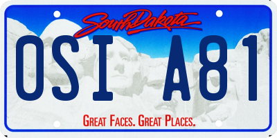 SD license plate 0SIA81