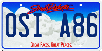 SD license plate 0SIA86