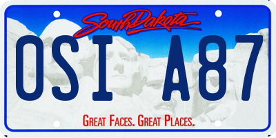 SD license plate 0SIA87