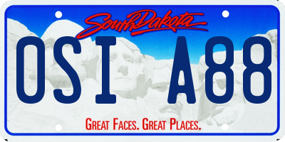 SD license plate 0SIA88