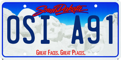 SD license plate 0SIA91