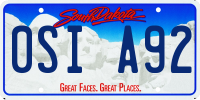 SD license plate 0SIA92