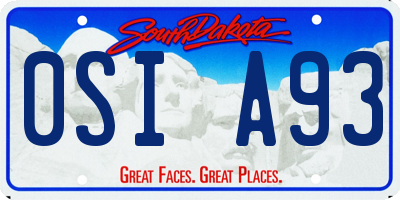 SD license plate 0SIA93