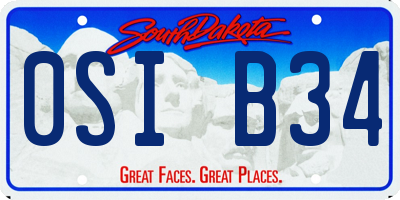 SD license plate 0SIB34