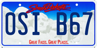 SD license plate 0SIB67