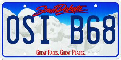 SD license plate 0SIB68