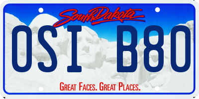 SD license plate 0SIB80