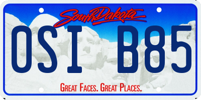 SD license plate 0SIB85