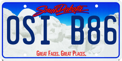 SD license plate 0SIB86