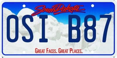 SD license plate 0SIB87
