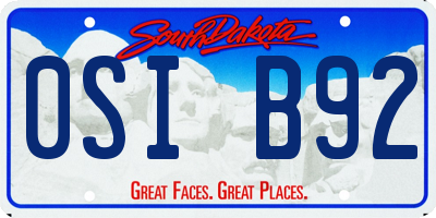 SD license plate 0SIB92