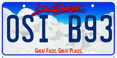 SD license plate 0SIB93