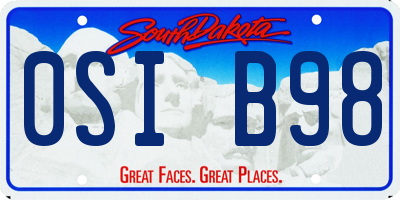 SD license plate 0SIB98