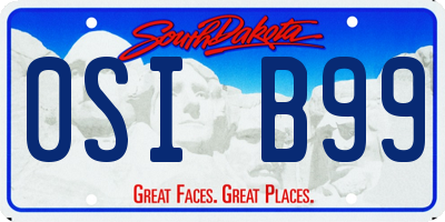 SD license plate 0SIB99