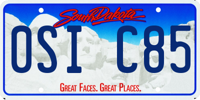 SD license plate 0SIC85