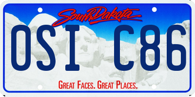 SD license plate 0SIC86