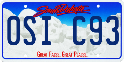 SD license plate 0SIC93