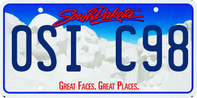 SD license plate 0SIC98
