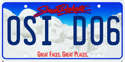 SD license plate 0SID06