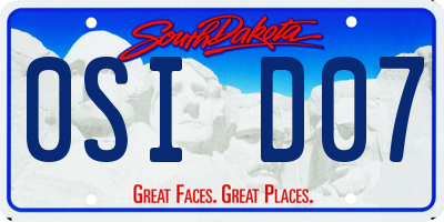 SD license plate 0SID07