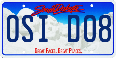 SD license plate 0SID08