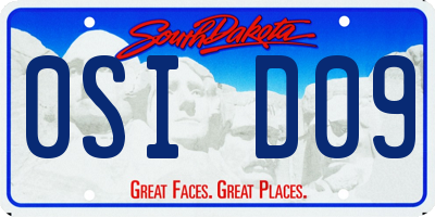 SD license plate 0SID09