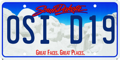 SD license plate 0SID19