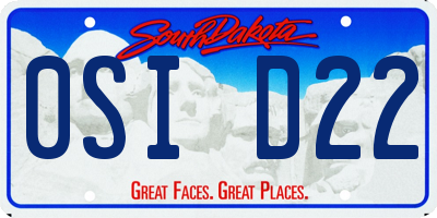 SD license plate 0SID22