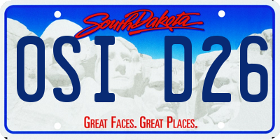 SD license plate 0SID26