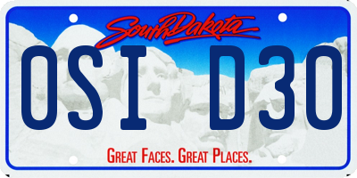 SD license plate 0SID30