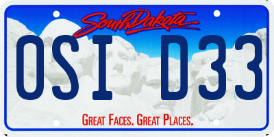 SD license plate 0SID33