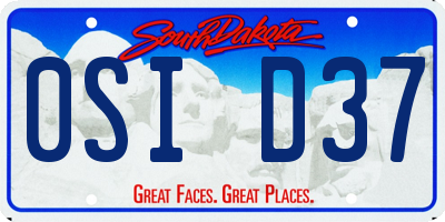 SD license plate 0SID37