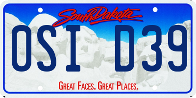 SD license plate 0SID39