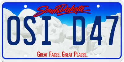 SD license plate 0SID47