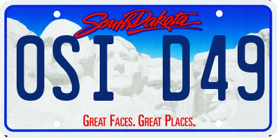 SD license plate 0SID49