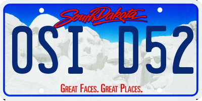 SD license plate 0SID52