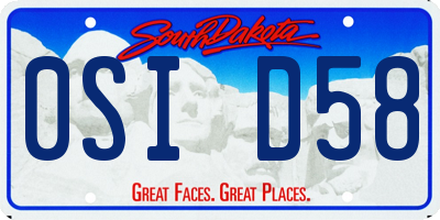 SD license plate 0SID58
